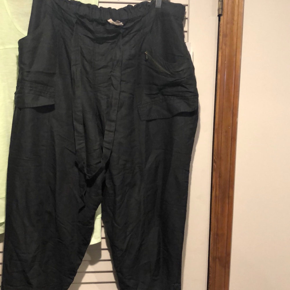 Army green linen blend cargo pant